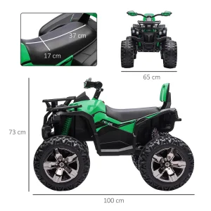 Bon marché 🥰 Homcom Voiture 4×4 Quad Buggy Électrique Enfant 12 V 8 Km/h Max. Effets Lumineux Sonores Selle Avec Dossier Porte-bagage Avant Métal Pp Vert Noir 😍 12