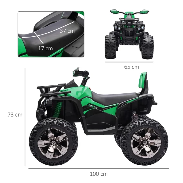 Bon marché 🥰 Homcom Voiture 4×4 Quad Buggy Électrique Enfant 12 V 8 Km/h Max. Effets Lumineux Sonores Selle Avec Dossier Porte-bagage Avant Métal Pp Vert Noir 😍 4