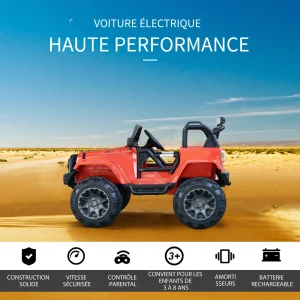 Budget 🔔 Homcom Voiture 4×4 Électrique 12 V + Télécommande 128l X 78l X 76h Cm Enfants 3 À 8 Ans Effets Lumineux Sonores Lecteur Mp3 Rouge ❤️ 14