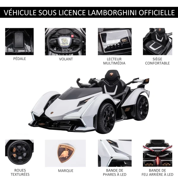 Top 10 🥰 Homcom Voiture Électrique Enfants De Sport Hypercar Lambo 12 V – V. Max. 5 Km/h Effets Sonores Et Lumineux Télécommande Blanc 👍 5