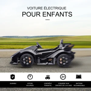 Offres ⭐ Homcom Voiture Électrique Enfants De Sport Hypercar Lambo 12 V – V. Max. 5 Km/h Effets Sonores Et Lumineux Télécommande Noir 🔔 16