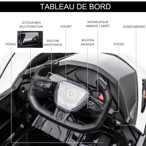 Top 10 🥰 Homcom Voiture Électrique Enfants De Sport Hypercar Lambo 12 V – V. Max. 5 Km/h Effets Sonores Et Lumineux Télécommande Blanc 👍 6