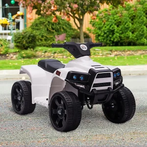 De gros 👍 Homcom Voiture 4×4 Quad Buggy Électrique Enfant 18-36 Mois 6 V 3 Km/h Max. Effet Lumineux Sonores Métal Pp Blanc Noir 🔥 10