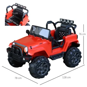 Budget 🔔 Homcom Voiture 4×4 Électrique 12 V + Télécommande 128l X 78l X 76h Cm Enfants 3 À 8 Ans Effets Lumineux Sonores Lecteur Mp3 Rouge ❤️ 12