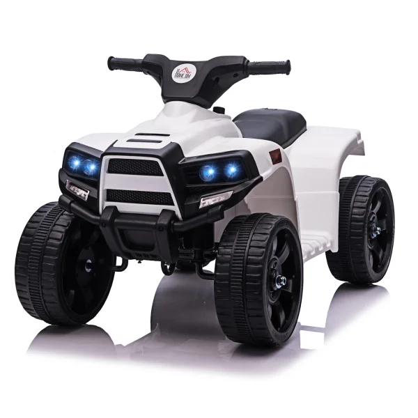 De gros 👍 Homcom Voiture 4×4 Quad Buggy Électrique Enfant 18-36 Mois 6 V 3 Km/h Max. Effet Lumineux Sonores Métal Pp Blanc Noir 🔥 1