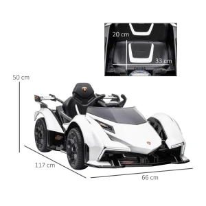 Top 10 🥰 Homcom Voiture Électrique Enfants De Sport Hypercar Lambo 12 V – V. Max. 5 Km/h Effets Sonores Et Lumineux Télécommande Blanc 👍 12