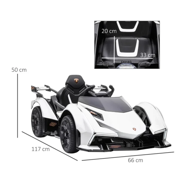 Top 10 🥰 Homcom Voiture Électrique Enfants De Sport Hypercar Lambo 12 V – V. Max. 5 Km/h Effets Sonores Et Lumineux Télécommande Blanc 👍 4