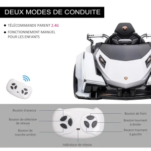 Top 10 🥰 Homcom Voiture Électrique Enfants De Sport Hypercar Lambo 12 V – V. Max. 5 Km/h Effets Sonores Et Lumineux Télécommande Blanc 👍 18