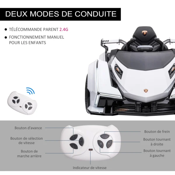 Top 10 🥰 Homcom Voiture Électrique Enfants De Sport Hypercar Lambo 12 V – V. Max. 5 Km/h Effets Sonores Et Lumineux Télécommande Blanc 👍 7